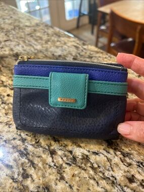 Relic Colorblock Card Wallet in Navy, Teal & Royal